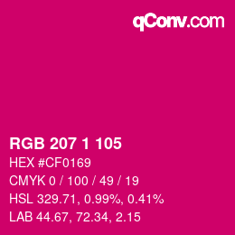 Color code: RGB 207 1 105 | qconv.com