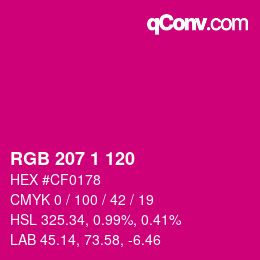 Color code: RGB 207 1 120 | qconv.com