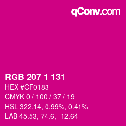 Color code: RGB 207 1 131 | qconv.com