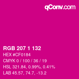 カラーコード: RGB 207 1 132 | qconv.com