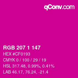 Color code: RGB 207 1 147 | qconv.com