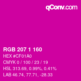 Color code: RGB 207 1 160 | qconv.com