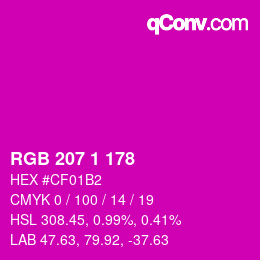 カラーコード: RGB 207 1 178 | qconv.com