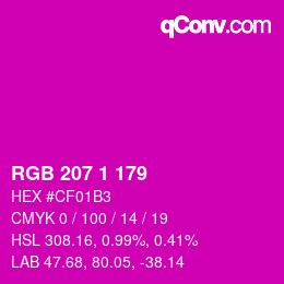 Color code: RGB 207 1 179 | qconv.com