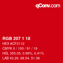 Color code: RGB 207 1 18 | qconv.com