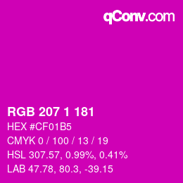 Color code: RGB 207 1 181 | qconv.com