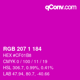 Color code: RGB 207 1 184 | qconv.com