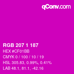 Color code: RGB 207 1 187 | qconv.com