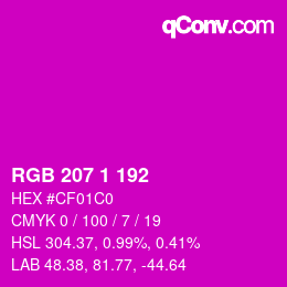 Color code: RGB 207 1 192 | qconv.com
