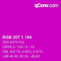 Color code: RGB 207 1 194 | qconv.com