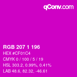 Color code: RGB 207 1 196 | qconv.com