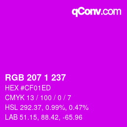 カラーコード: RGB 207 1 237 | qconv.com