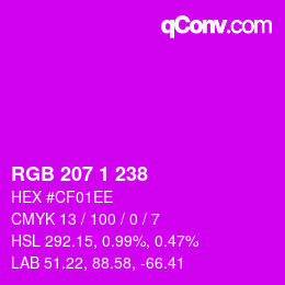 Color code: RGB 207 1 238 | qconv.com