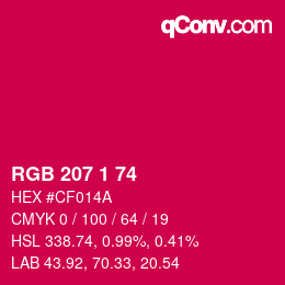カラーコード: RGB 207 1 74 | qconv.com
