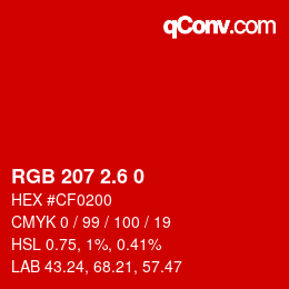 カラーコード: RGB 207 2.6 0 | qconv.com