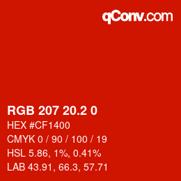 カラーコード: RGB 207 20.2 0 | qconv.com