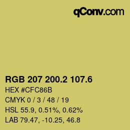カラーコード: RGB 207 200.2 107.6 | qconv.com