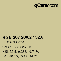 カラーコード: RGB 207 200.2 152.6 | qconv.com