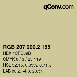 カラーコード: RGB 207 200.2 155 | qconv.com