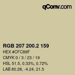 カラーコード: RGB 207 200.2 159 | qconv.com