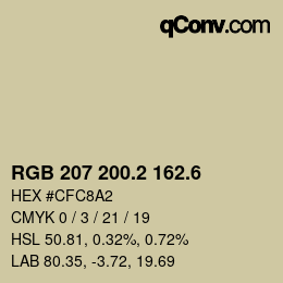 カラーコード: RGB 207 200.2 162.6 | qconv.com