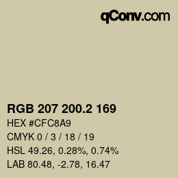 カラーコード: RGB 207 200.2 169 | qconv.com