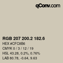 カラーコード: RGB 207 200.2 182.6 | qconv.com