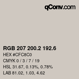 カラーコード: RGB 207 200.2 192.6 | qconv.com