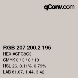 カラーコード: RGB 207 200.2 195 | qconv.com