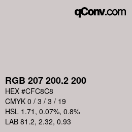 カラーコード: RGB 207 200.2 200 | qconv.com