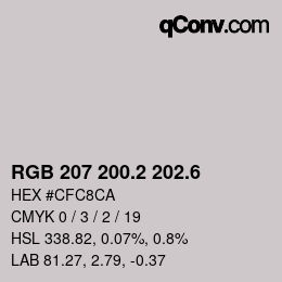 カラーコード: RGB 207 200.2 202.6 | qconv.com