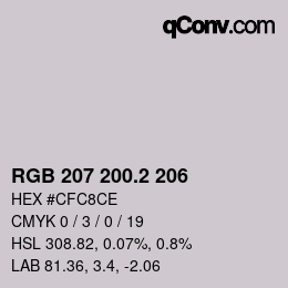カラーコード: RGB 207 200.2 206 | qconv.com