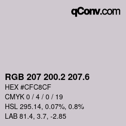 カラーコード: RGB 207 200.2 207.6 | qconv.com