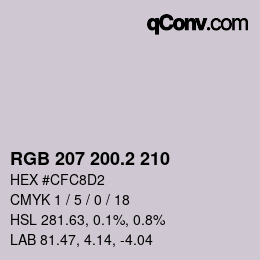 カラーコード: RGB 207 200.2 210 | qconv.com