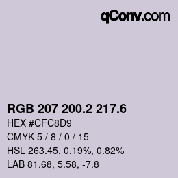 カラーコード: RGB 207 200.2 217.6 | qconv.com