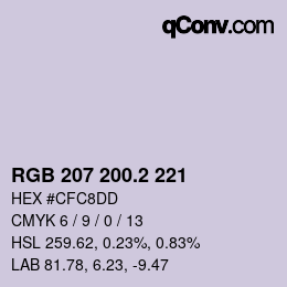 カラーコード: RGB 207 200.2 221 | qconv.com