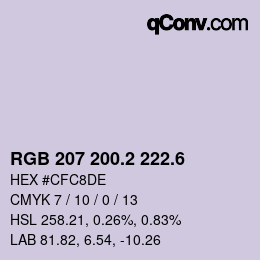 カラーコード: RGB 207 200.2 222.6 | qconv.com