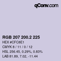 カラーコード: RGB 207 200.2 225 | qconv.com