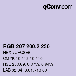 カラーコード: RGB 207 200.2 230 | qconv.com