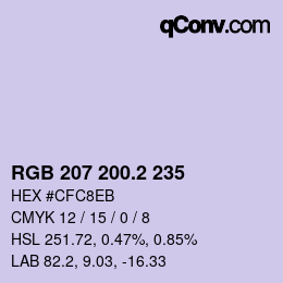 カラーコード: RGB 207 200.2 235 | qconv.com