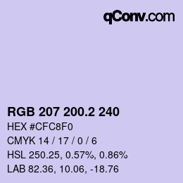 Color code: RGB 207 200.2 240 | qconv.com