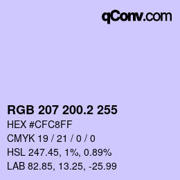Color code: RGB 207 200.2 255 | qconv.com