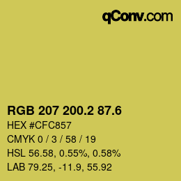 カラーコード: RGB 207 200.2 87.6 | qconv.com