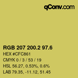 カラーコード: RGB 207 200.2 97.6 | qconv.com