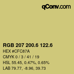 カラーコード: RGB 207 200.6 122.6 | qconv.com