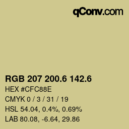 カラーコード: RGB 207 200.6 142.6 | qconv.com