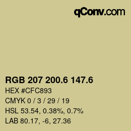 カラーコード: RGB 207 200.6 147.6 | qconv.com