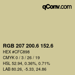 カラーコード: RGB 207 200.6 152.6 | qconv.com