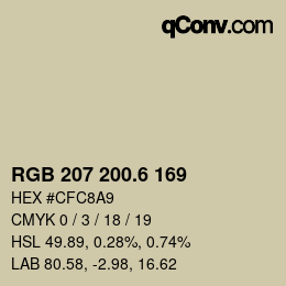カラーコード: RGB 207 200.6 169 | qconv.com