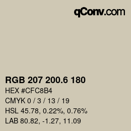 カラーコード: RGB 207 200.6 180 | qconv.com